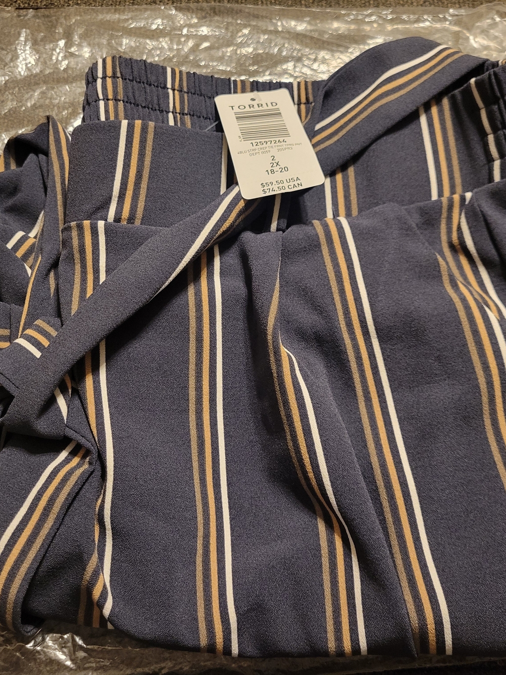 torrid Navy and White Striped Pull-On Ankle Pants - Picture 2 of 6